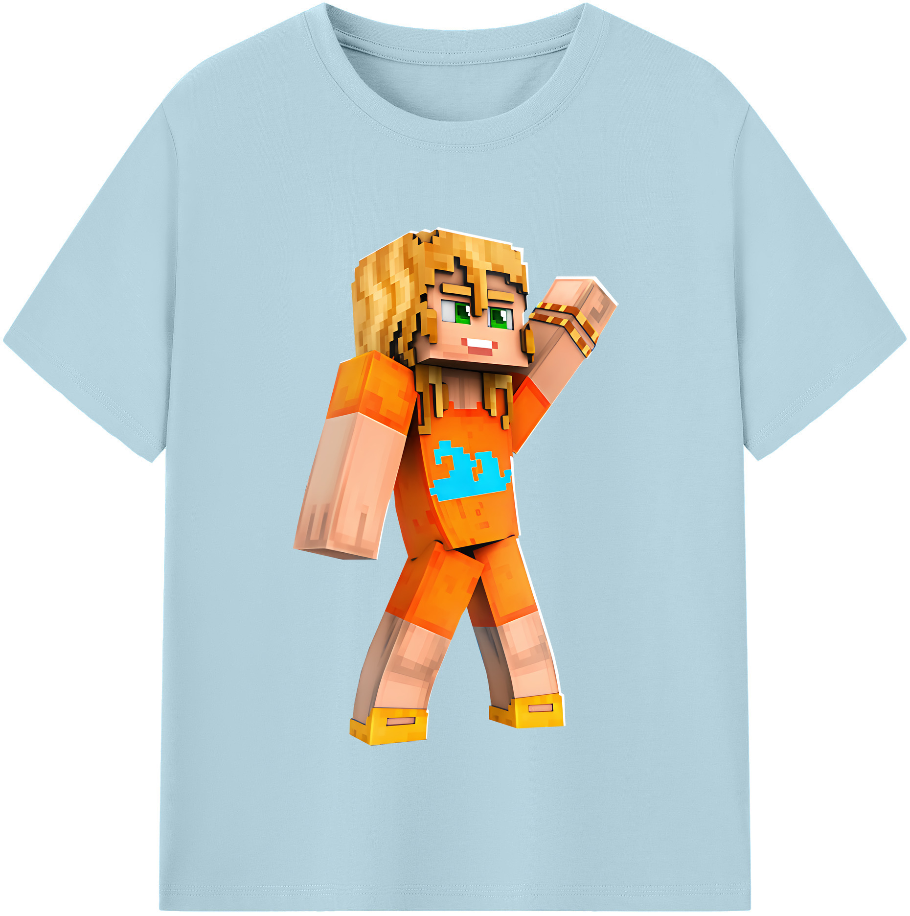 （画像用） マインクラフト ブロックの世界 Minecraft MC Block world 綿100％半袖Tシャツ（フロントプリント）
